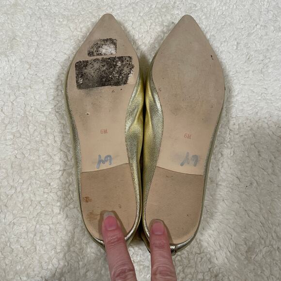 Jeffrey Campbell RARE Vionnet White Gold Pointy Toe Flats Metallic Leather 6 - Picture 8 of 8